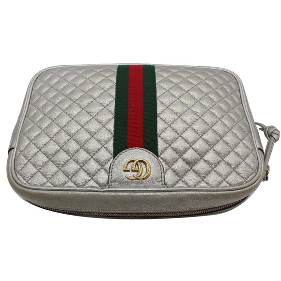 GUCCI  GG Small Quilted Leather Shoulder Bag Metallic Silver 541051 - Picture 5 of 12